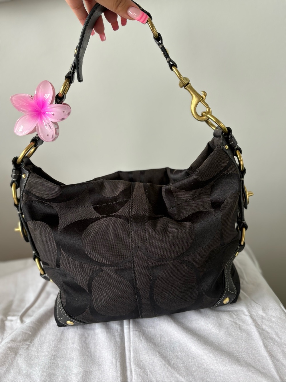 SOLD💕 Coach Carly Black Canvas Hobo Bag - Picture 2 of 5